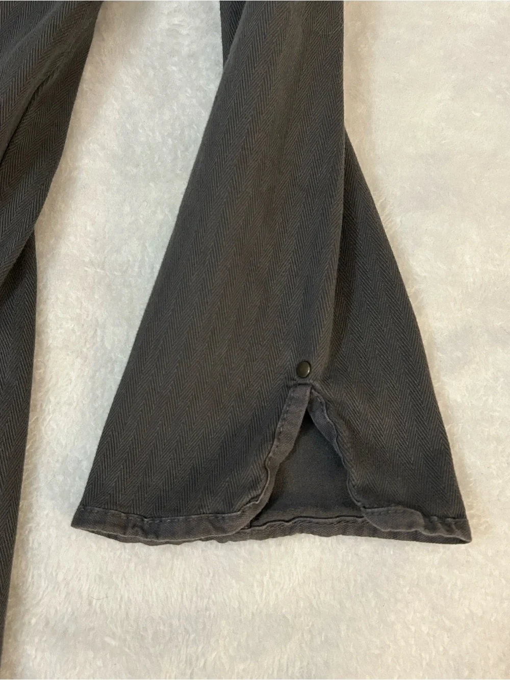 J.Crew Gray Utility Popover Blouse S 3/4 Sleeve Chest & Side Pockets